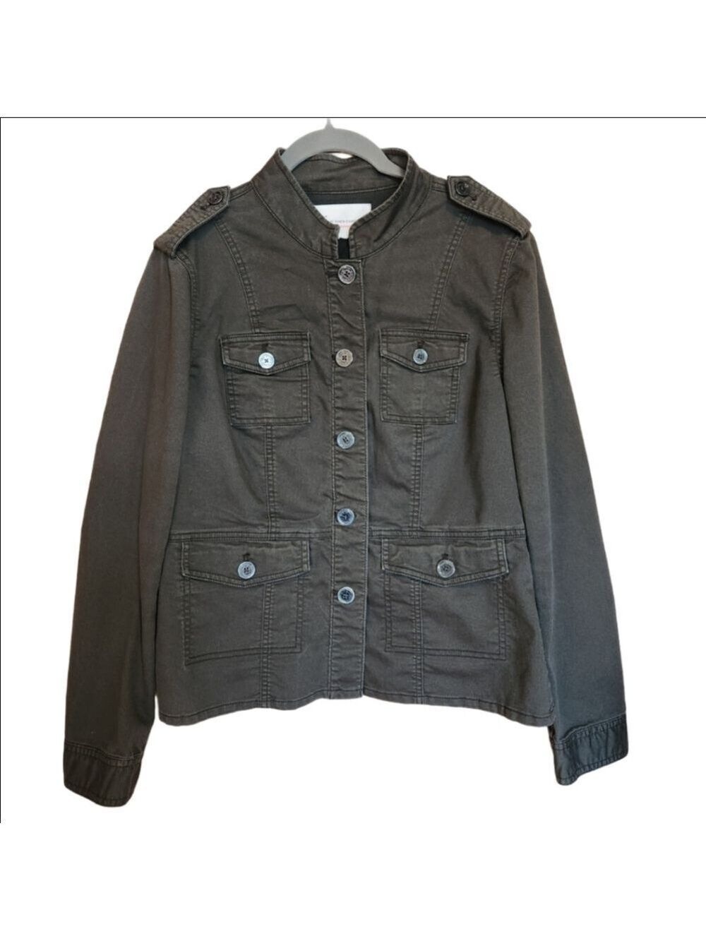 TWO BY VINCE CAMUTO CLASSIC UTILITY JACKET DARK GREEN STRETCH EUC MEDIUM
